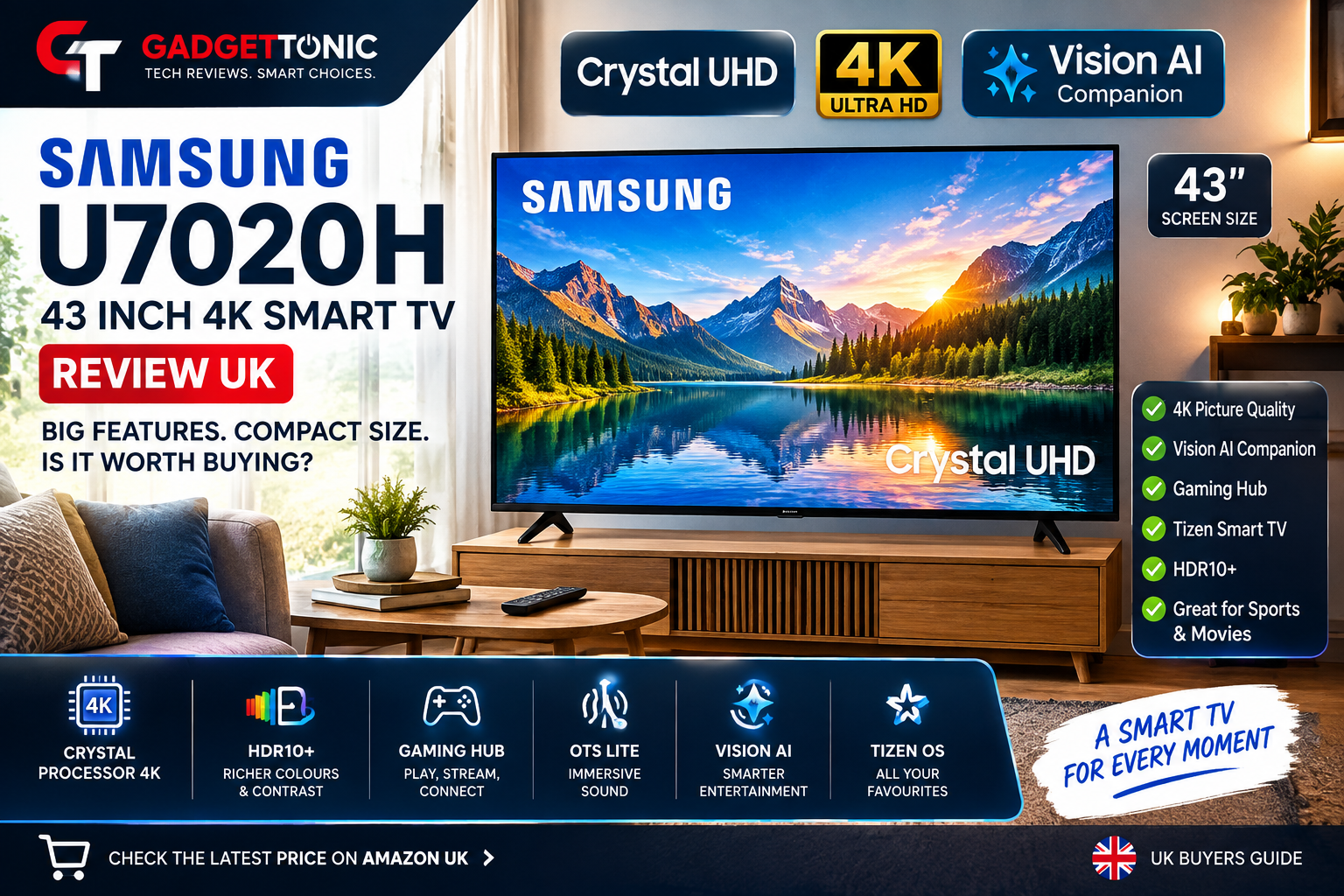 Samsung U7020H 43 Inch 4K Smart TV Review UK
