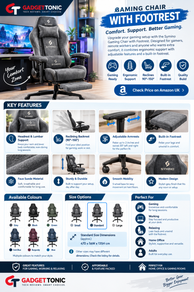 Symino Gaming Chair with Footrest