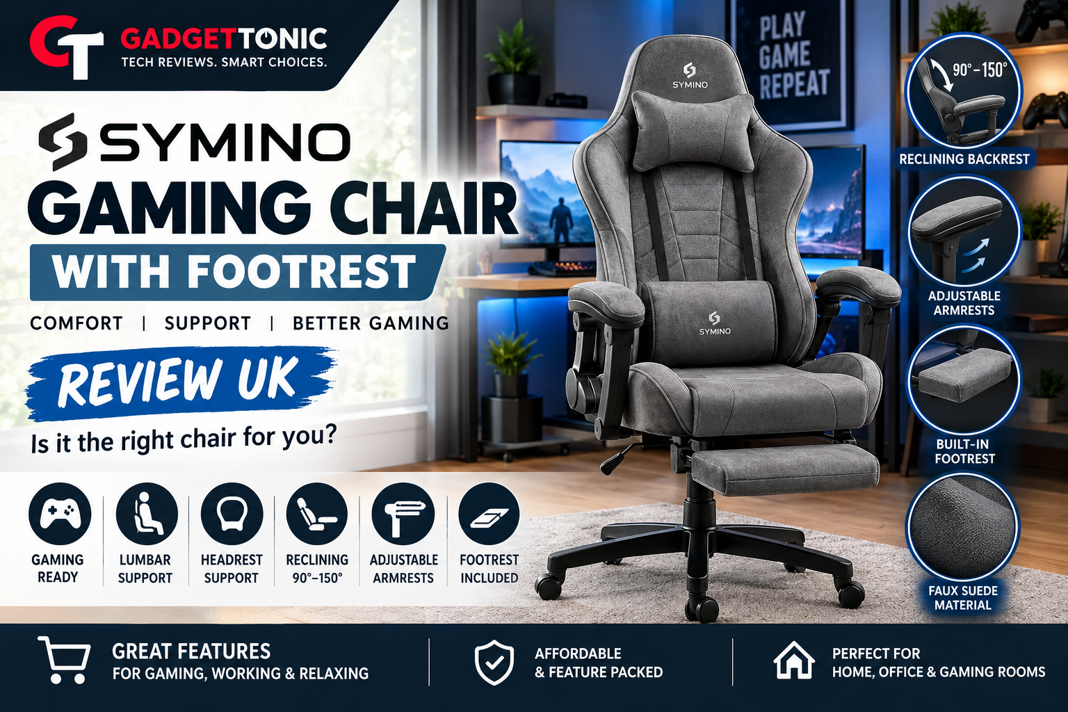Symino Gaming Chair with Footrest